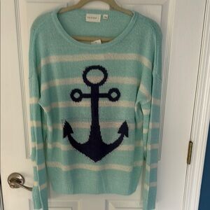 Mia & Tess Anchor Design Sweater - Mint and Navy